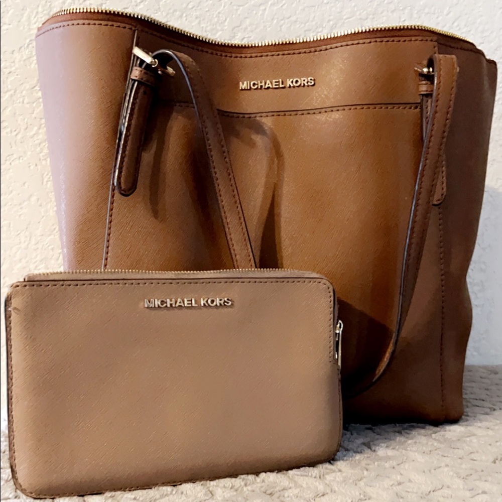 Brown Michael Kors Tote And Wallet